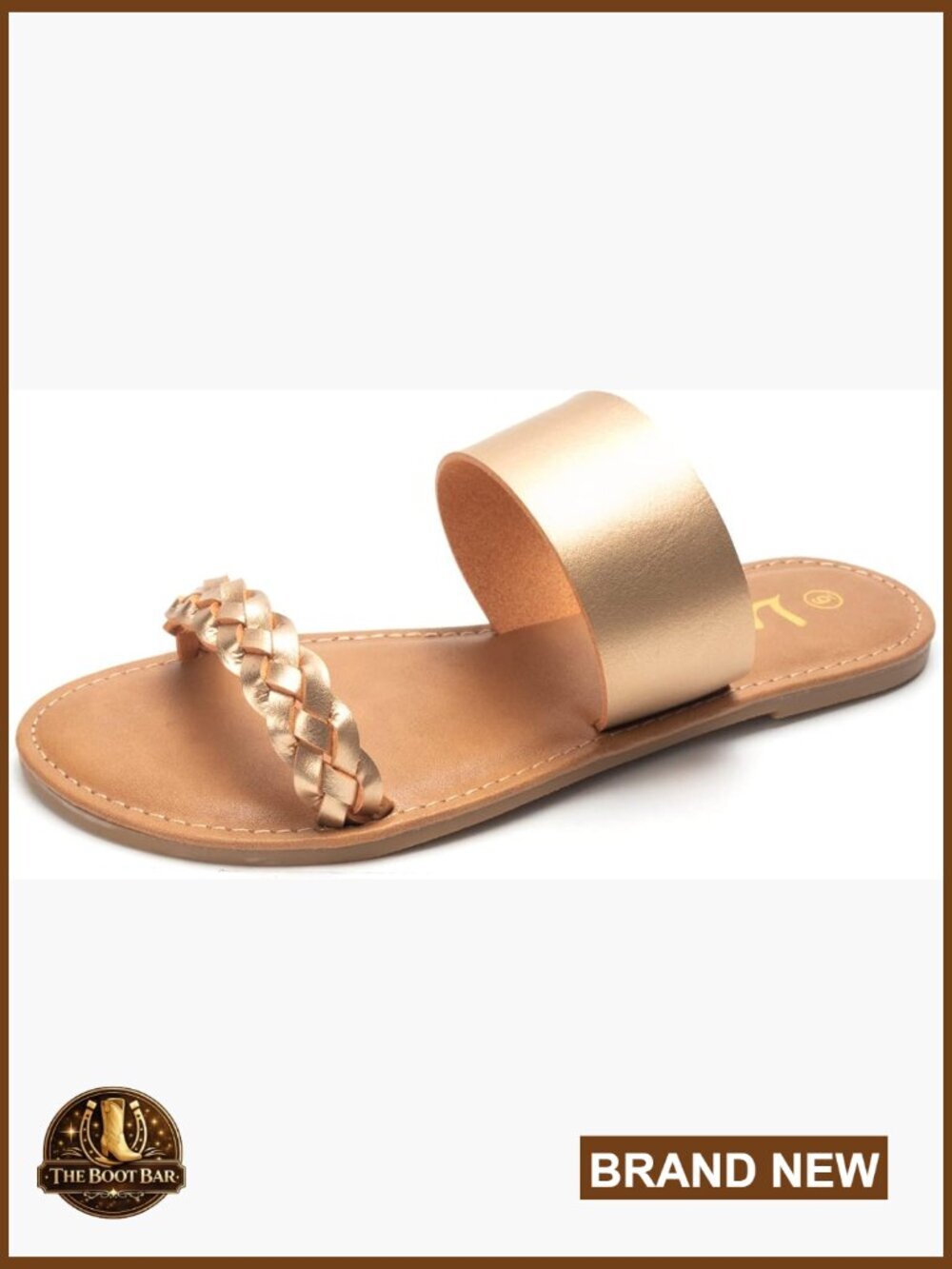 Braided Slide Sandals Open Toe Two Band Slip On Flat Sandals Casual Summer